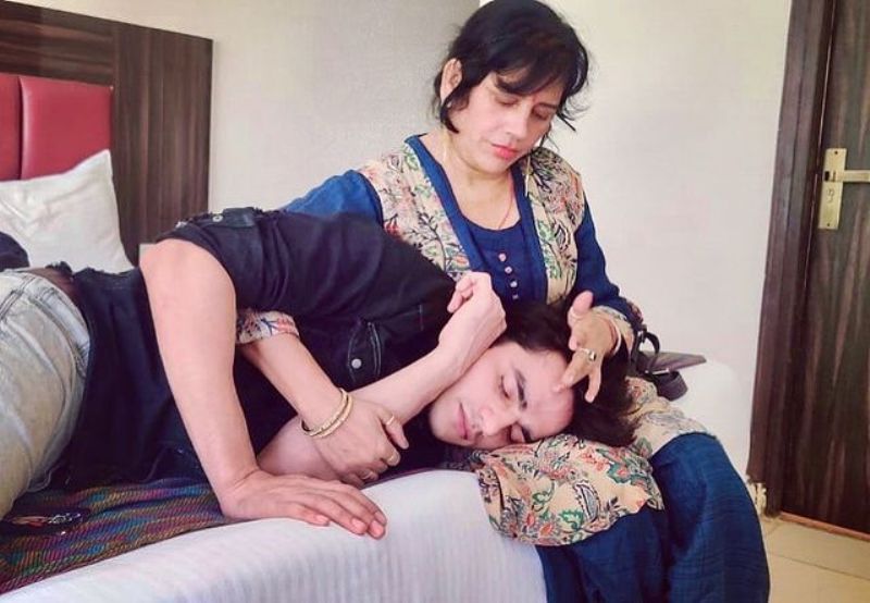 Aashish with his mother