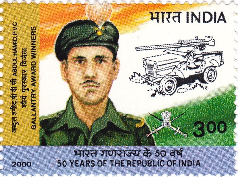 Abdul Hamid's stamp released by the Government of India on 28 January 2000