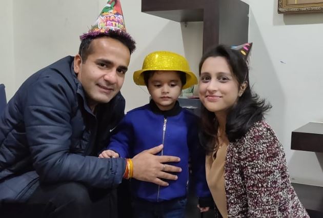 Aman Chopra with his wife and son