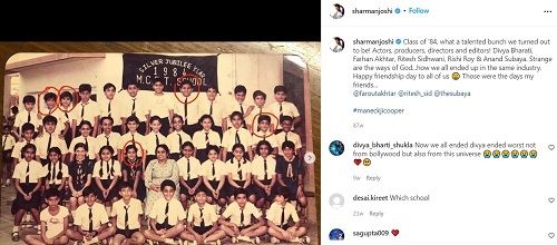 Once Sharman Joshi posted his class picture which had Divya Bharti too. But  Divya was born in 1974 and Sharman in 1979. So how can they be in the same  class? : r/BollyBlindsNGossip