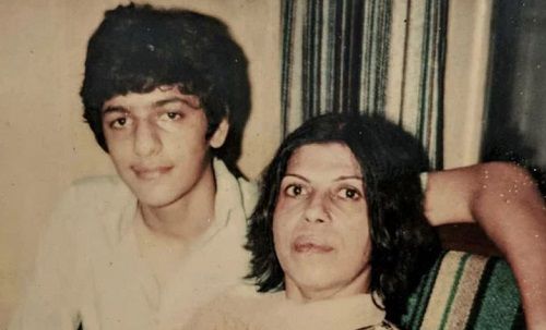 An old photo of Chunky Panday with his mother