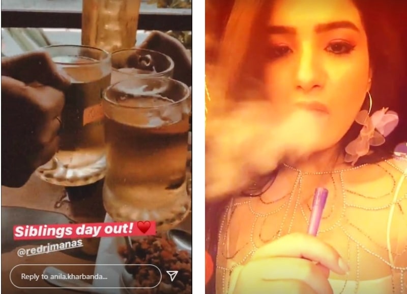 Anilla Kharbanda smoking and drinking