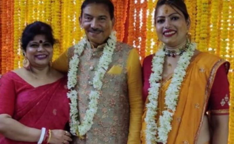 Arun Lal with his ex-wife Reena and Bulbul Saha