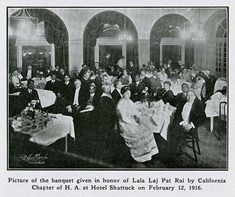 Banquet in honor of Lala Lajpat Rai in California in 1916