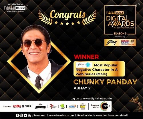 Chunky Panday- winner of IWM Buzz Digital Awards 2021