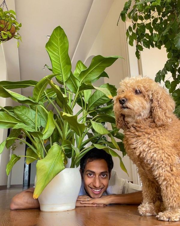 Harshvardhan with his dog
