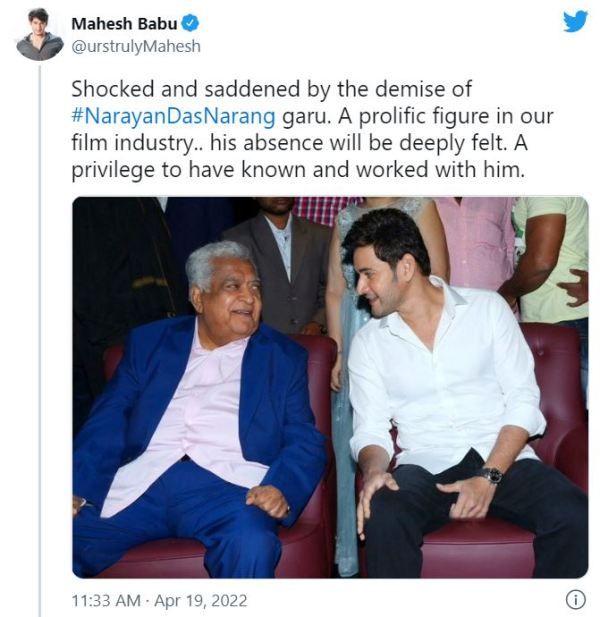 Mahesh Babu's Twitter post