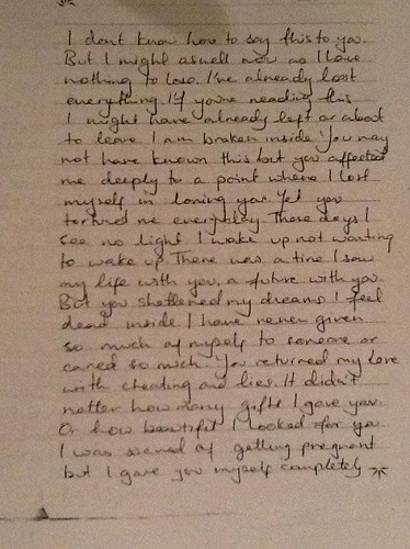 Jiah Khan’s suicide letter (Page 1)