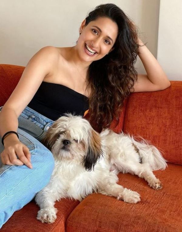Pragya Jaiswal with her pet dog