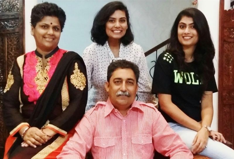 Rakesh Pathak with his first wife and daughters