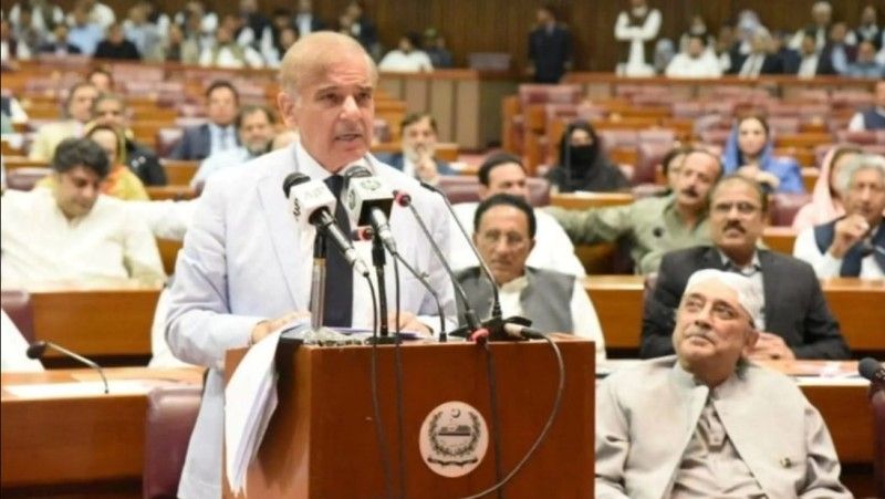 Shehbaz Sharif while taking oath as the Prime Minister of Pakistan