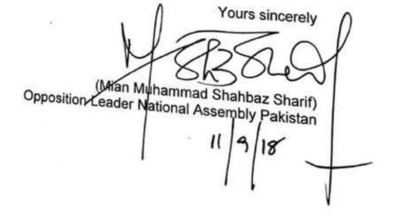Shehbaz Sharif's signature