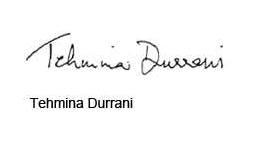 Tehmina Durrani's signature