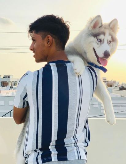 Tilak varma with his pet dog