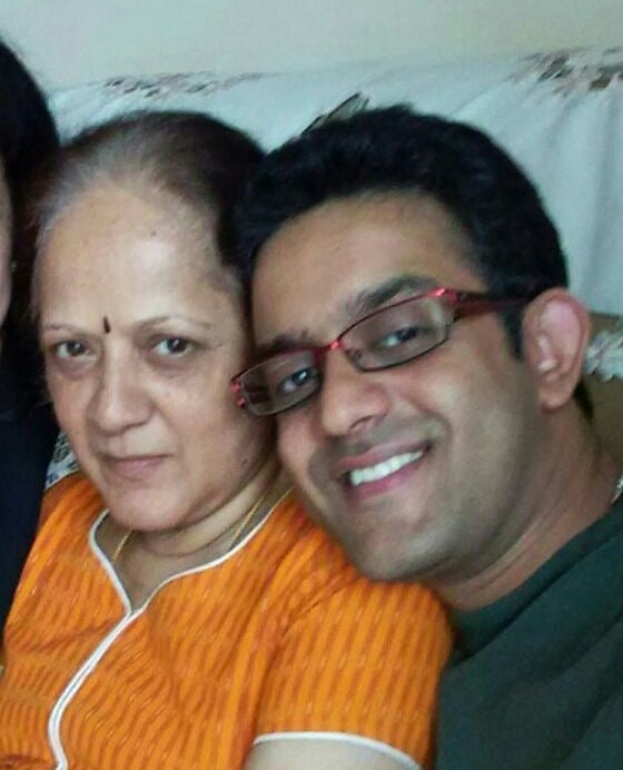 Vikram Sampath with his deceased mother