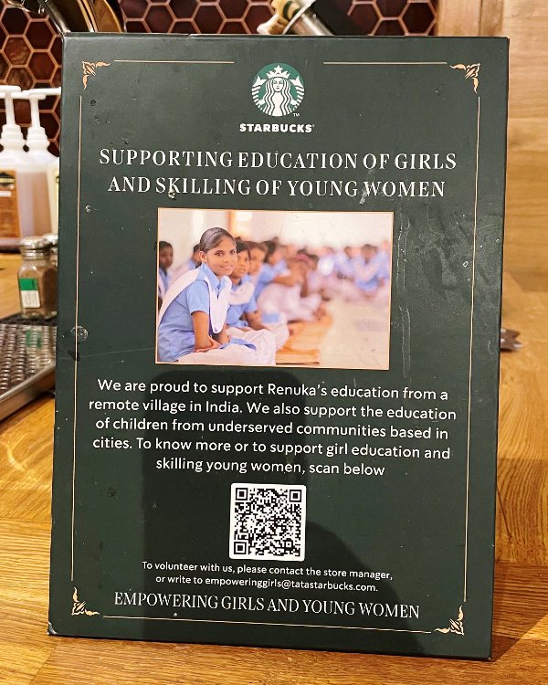 A Starbucks placard placed at Indira Gandhi Airport, New Delhi