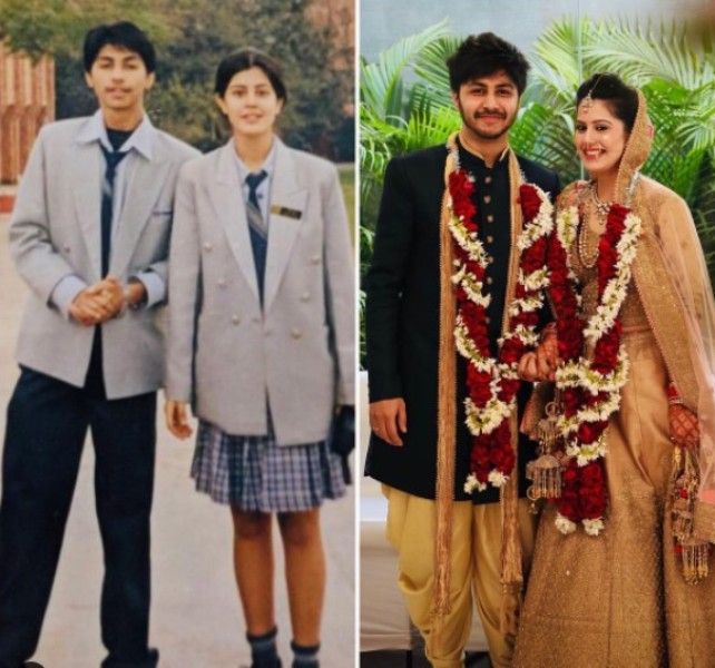 A collage of Divya and Arjuna's pictures in 2005 and 2018