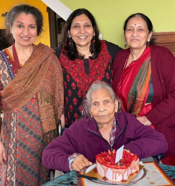 Geetanjali with her mother, Shree Kumari Pandey, and sisters