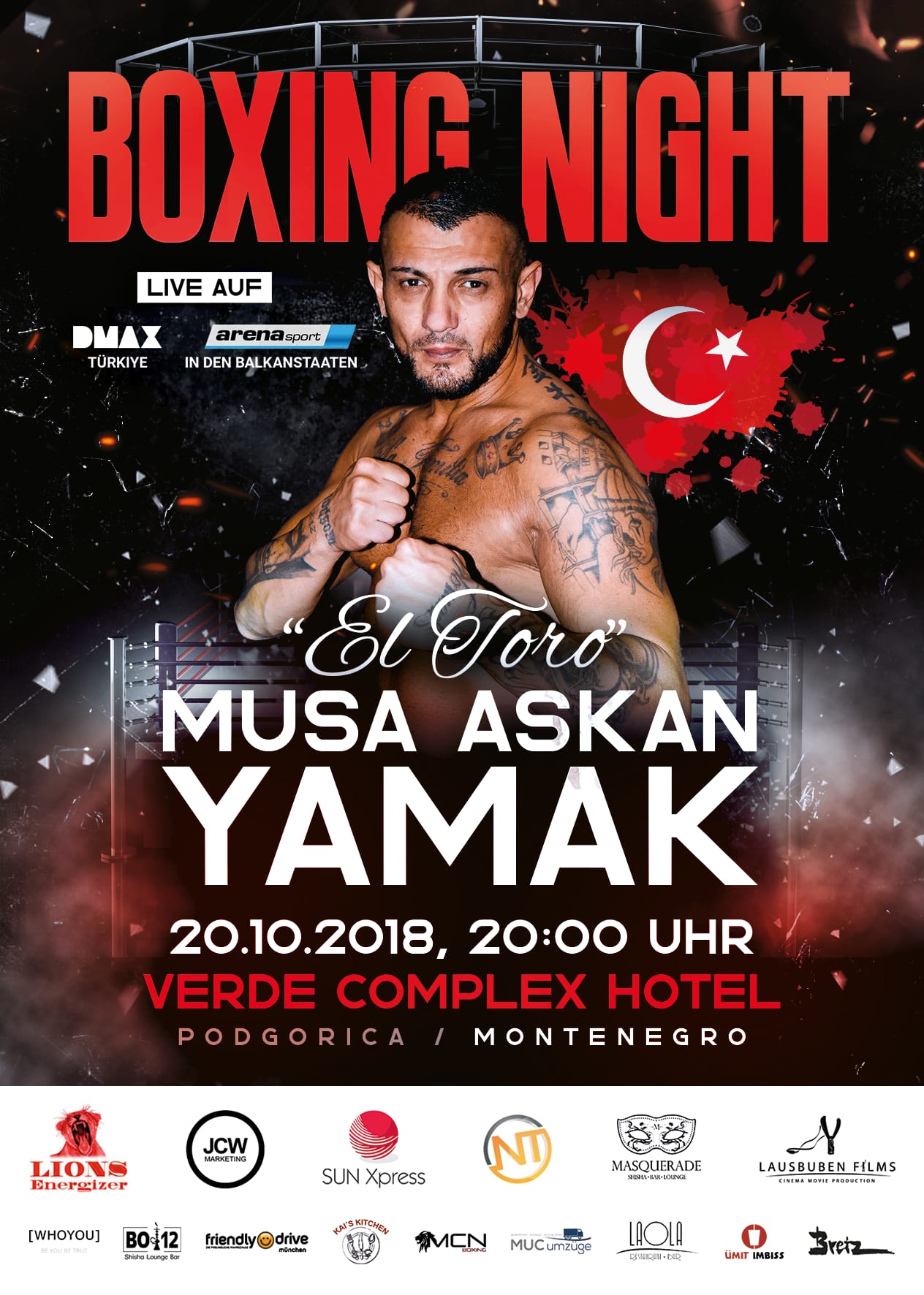 A poster of his boxing match that was held at Montenegro