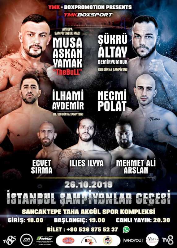 A poster of the boxing match event where Musa fought against Sükrü Altay and Ilhami Aydemir