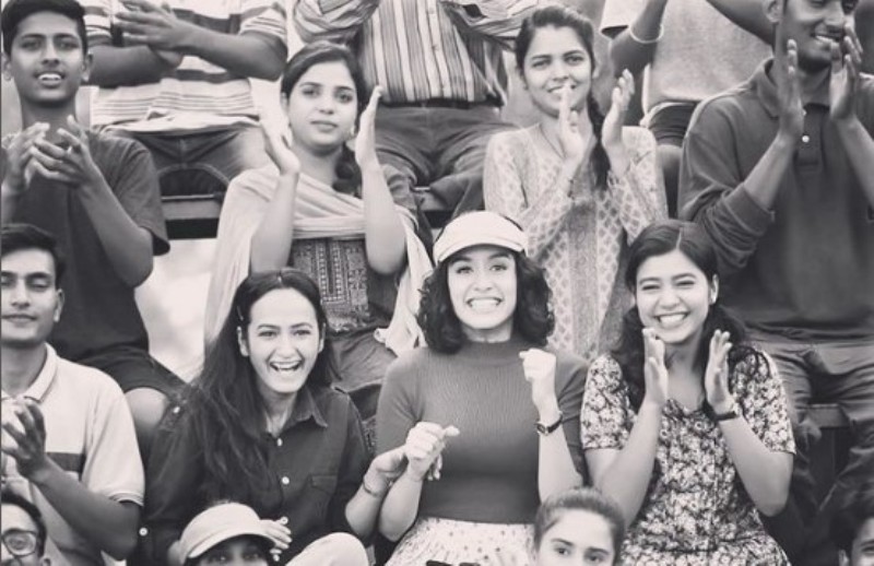 Aanchal as a supporting actor in the movie Chhichhore (left)