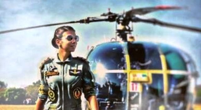 Abhilasha Barak donning her pilot's uniform