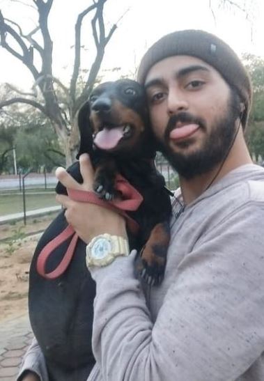 Angad Bawa with his pet dog