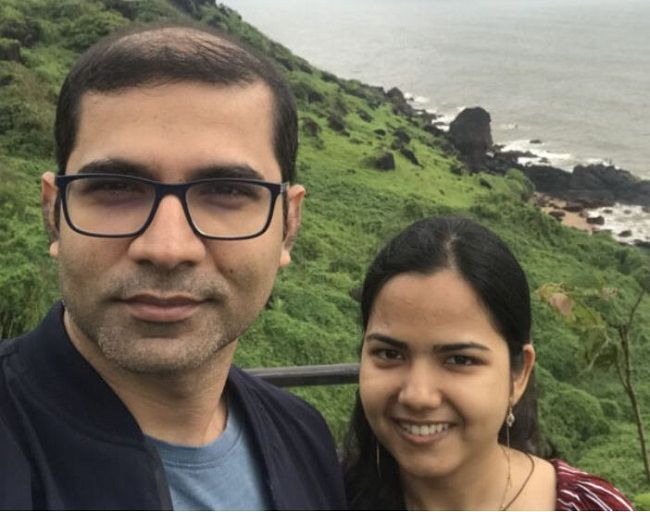 Arunabh Kumar with his fiancee Shruti after engagement