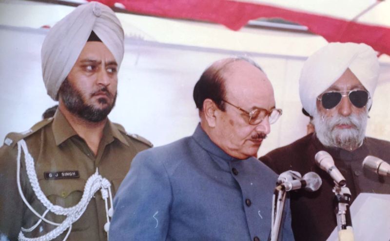 Beant Singh swearing in as Chief Minister of Punjab in presence of the Governor of Punjab Surendra Nath