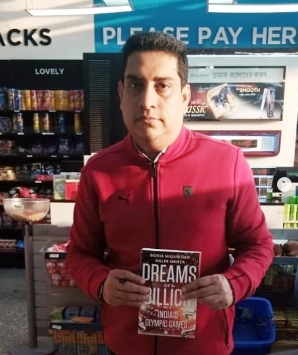 Boria Majumdar with his book - Dreams of a Billion India and the Olympic Games