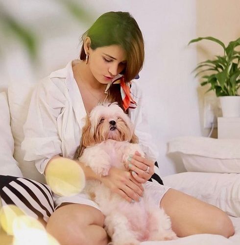 Chetna Pande with her pet dog