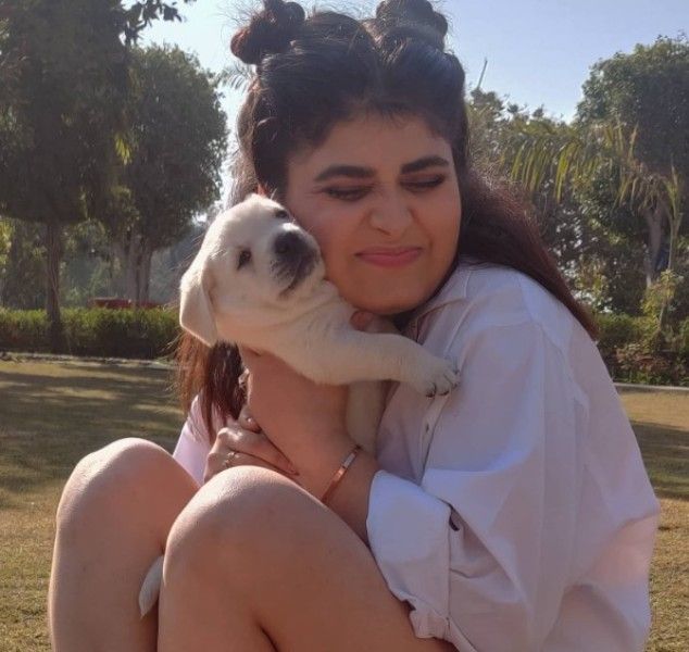 Deepshikha Raina with her pet dog Hazel