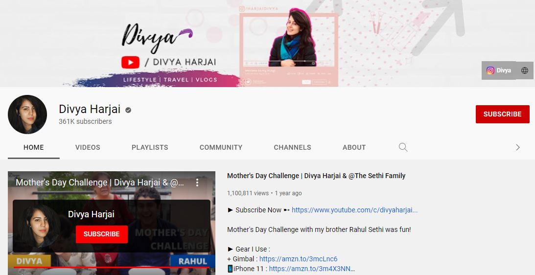 Divya Harjai's YouTube channel