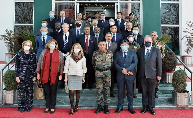 European delegates in Kashmir with Lt Gen BS Raju