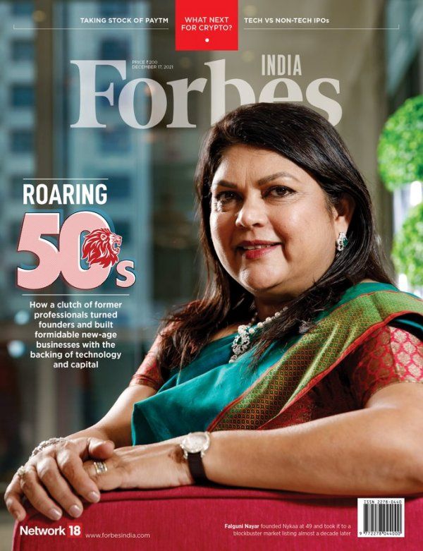 Falguni Nayar featured on the cover of Forbes magazine