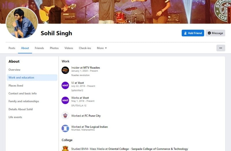 Sohil Jhuti's educational qualification according to his Facebook account