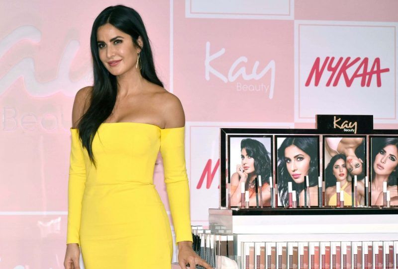 Katrina Kaif posing at the launch of Kay Beauty brand in partnership with Nykaa in Mumbai