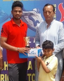 Kumar Kartikeya wins man of the match in a club match between LB Shastri Club and ONGC
