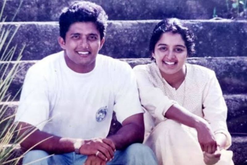 Manju Warrier as a youngster with her brother