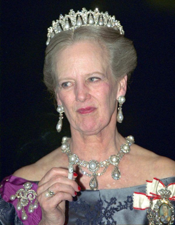 Margrethe smoking at a ceremony in 2002