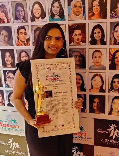 Meghana Dikshit after winning Super Achiever Award