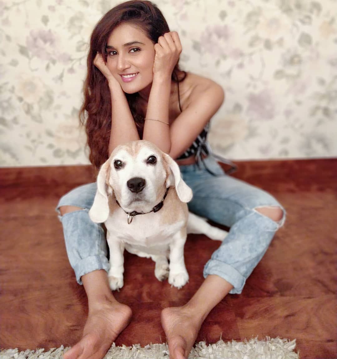 Mukti Mohan with her pet dog, Frodo