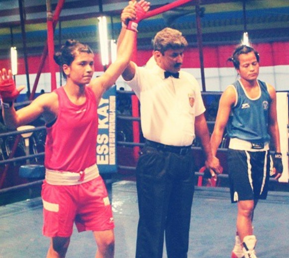 Nikhat Zareen after winning the boxing finals in 2015