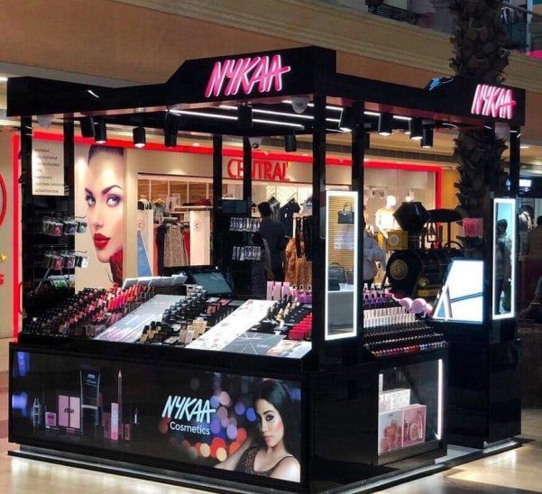 Nykaa’s first offline kiosk store, which is located in Growel’s 101 Mall in Kandivali, Mumbai