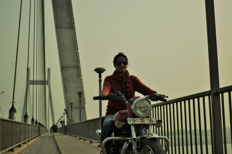 Payodhi riding a bike