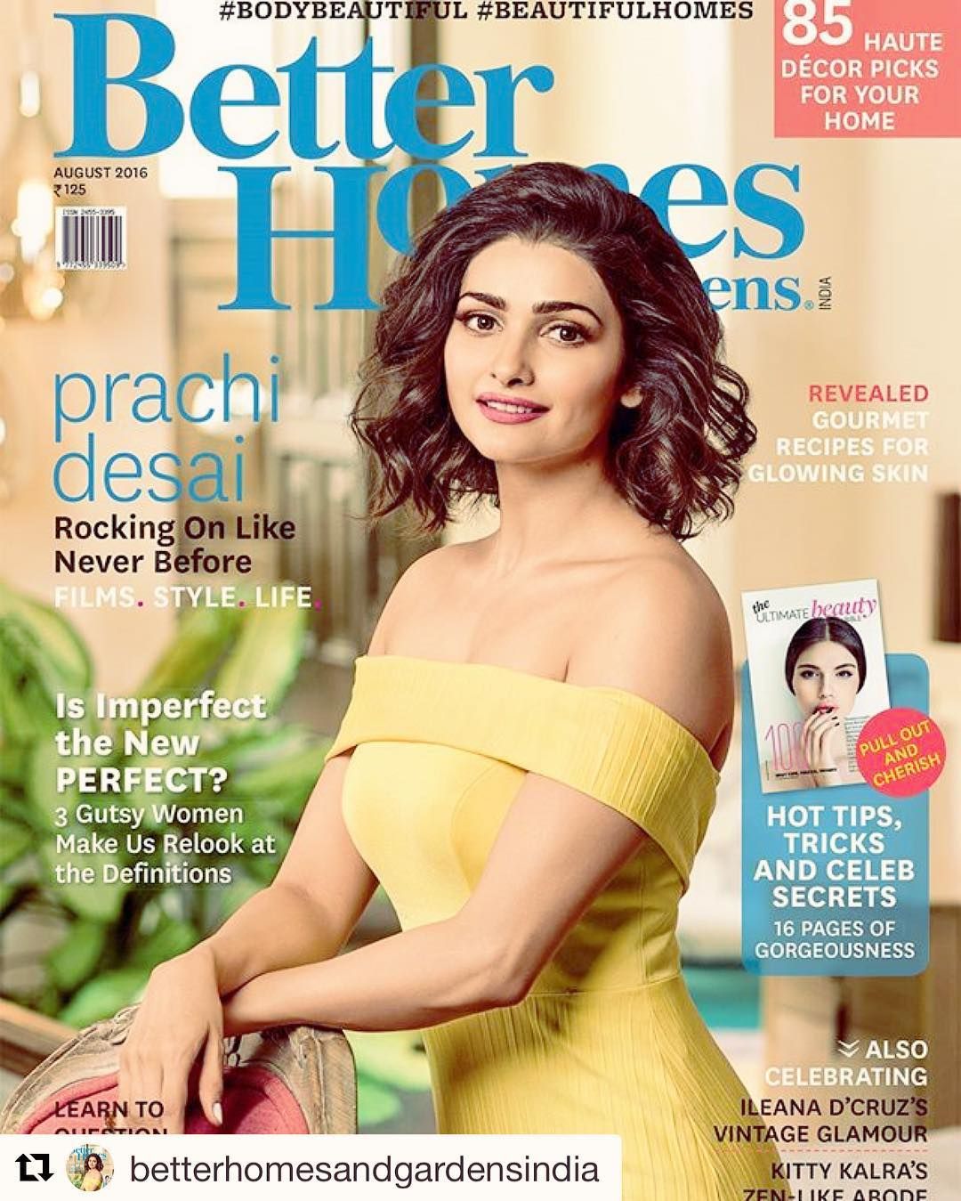 Prachi Desai featured on the cover of Better Homes magazine