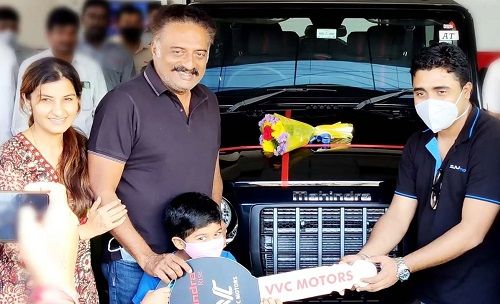 Prakash Raj with his Mahindra Thar car