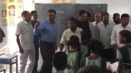 Prakash Raj with the children of Kondareddypally's school