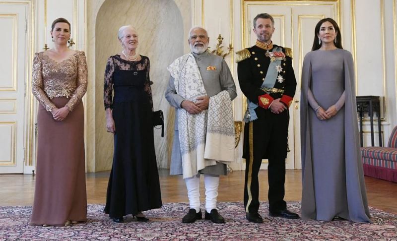 Queen Margrethe II welcomes the Prime Minister of India, Narendra Modi