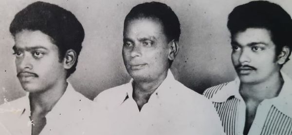 Radhakrishnan Parthiban with his father and brother